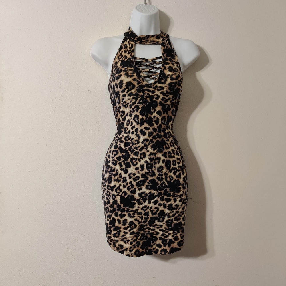 Lace front mini dress